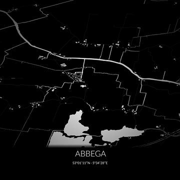 Zwart-witte landkaart van Abbega, Fryslan. van Rezona