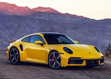Porsche 911 Turbo Auto Geel van Steven Kingsbury