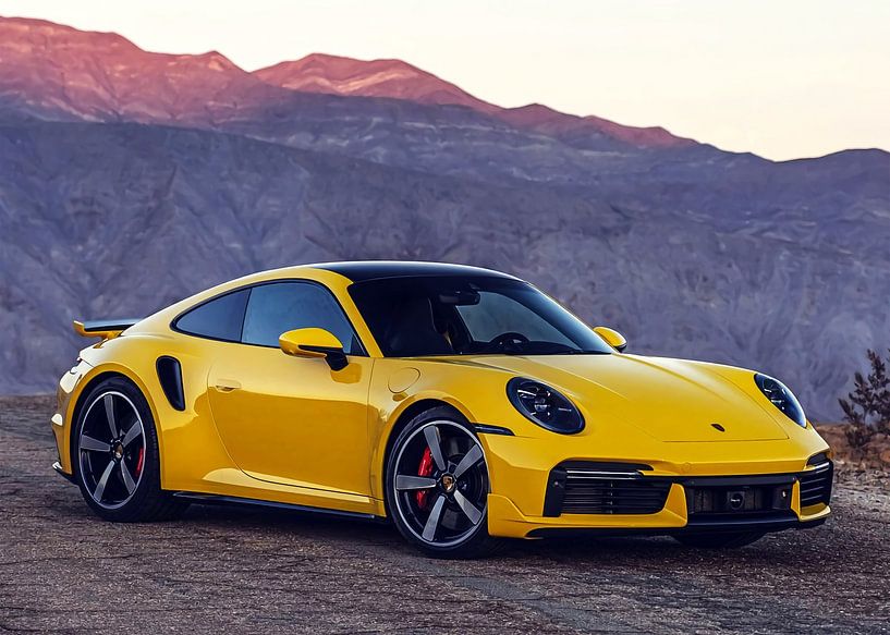 Porsche 911 Turbo Auto Geel van Steven Kingsbury