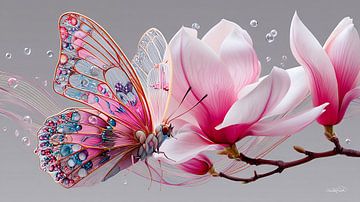 vlinder op bloem van Gelissen Artworks