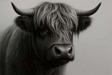 Highlander portrait in soft shades of grey by Art & Soul Creations