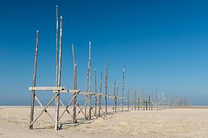 Aanlegsteiger op de zandplaat de Vliehors op het eiland Vlieland