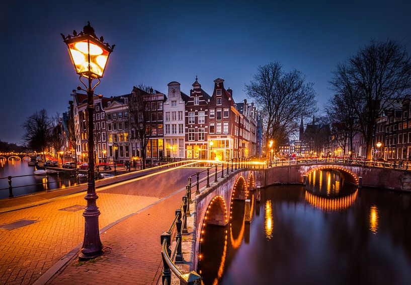 Keizersgracht Amsterdam by night van Juul Hekkens