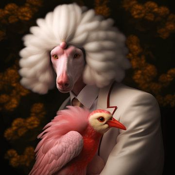 Portret van een fantasiefiguur met vogel van Ton Kuijpers