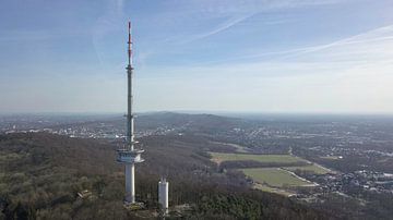 drone image of a television tower by Adrian Meixner