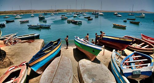 tiny harbour on the cape verde islands
