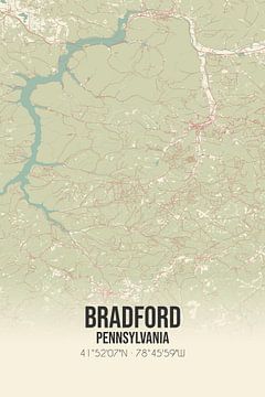 Alte Karte von Bradford (Pennsylvania), USA. von Rezona