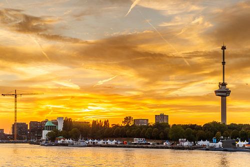 Euromast during sunset in Rotterdam