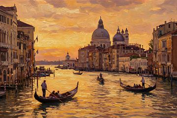 Gouden avond over Venetië van Levi Schreuder