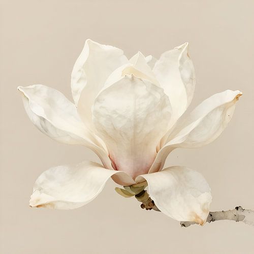 Witte magnolia op beige