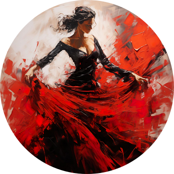 Spaanse Flamenco danseres in rood en zwart van Lauri Creates