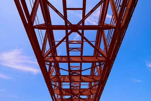 Steel frame railroad bridge over the Elbe
