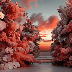Pink Sky - Roses on Sunset van Surreal Media