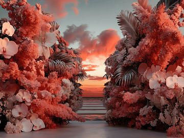 Pink Sky - Roses on Sunset van Surreal Media
