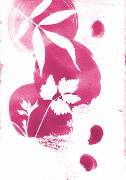 Roze Abstracte Bessen Bladeren van Lies Praet