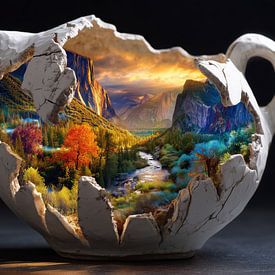 Landscape in a broken vase, jug, panorama, artistic by TheXclusive Art