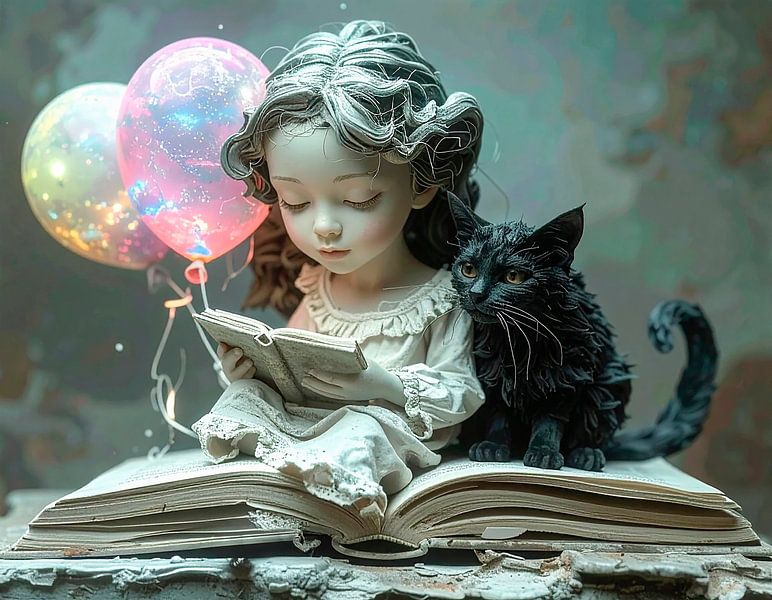 Girl with book... by Ans Bastiaanssen