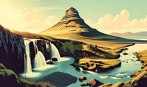 Vintage Island, Kirkjufell Berg Poster