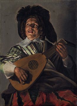 Judith Leyster, De serenade, playing the lute, 1629 van Atelier Liesjes