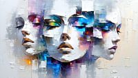 Abstrakte Frauenportraits - Gesichter von Frauen ohne Blick - Drei Frauen mit geschlossenen Augen