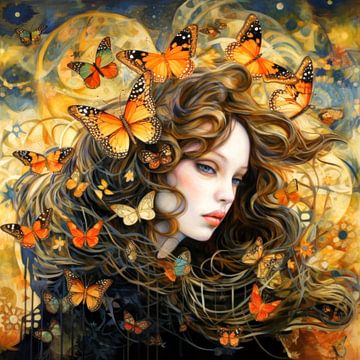 Vrouw met vlinders van ARTemberaubend