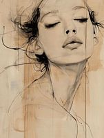 Modern and abstract portrait in terracotta