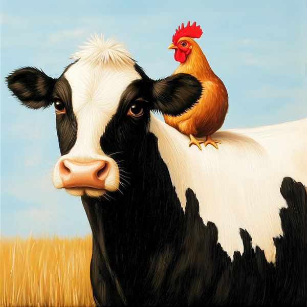 Vache et poulet par PixelMint.