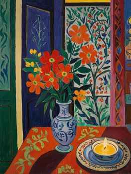 Tisch mit Blumen Stil Henri Matisse