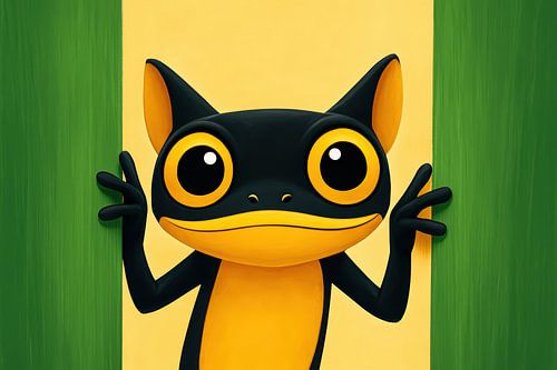 Cartoon cat behind green strips by Art & Soul Creations