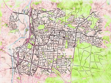 Map of Erlangen with the style 'Soothing Spring' by Maporia