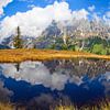 Le panorama du Hochkönig dans le reflet sur Christa Kramer