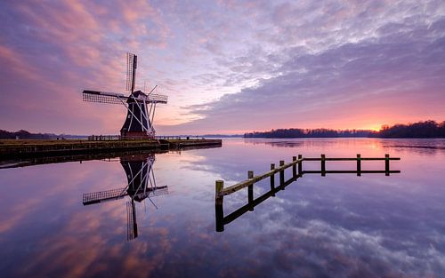 Mill 'De Helper' at sunset