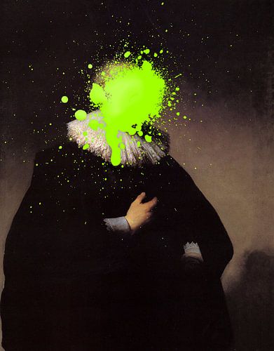 Rembrandt Portrait of a Man with green paint stain