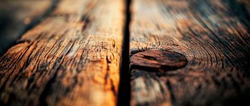 Rustiek houten oppervlak met munt van Poster Art Shop