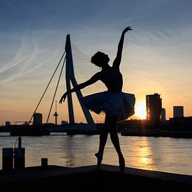 Danser au coucher du soleil à Rotterdam sur Eddie Meijer