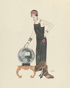 George Barbier – L’Empire du monde ; Robe du soir, de Worth (1924)