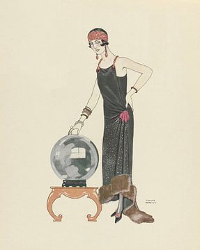 George Barbier - L'Empire du monde ; Robe du soir, de Worth (1924) van Peter Balan