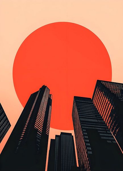Geometric Sunset City by Art Kingdom