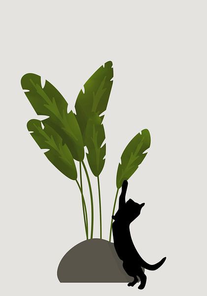 Un chaton coquin joue avec une plante d'intérieur par Bianca van Dijk