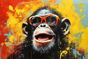 Vrolijke aap met bril van ARTemberaubend