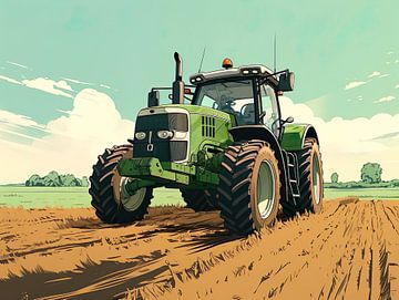 Groene Tractor van PixelPrestige