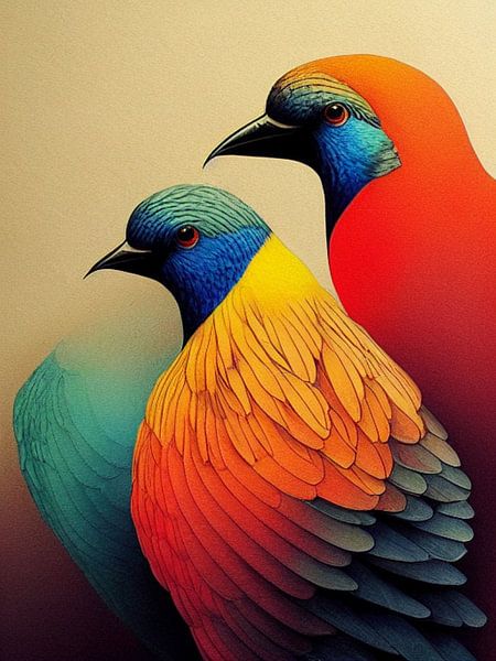 Exotische vogels kleurrijk gedetailleerd gestileerd surrealistisch van gm_designs