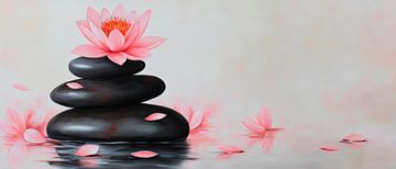 Zen-stijl lotusbloesem en stenen van Poster Art Shop