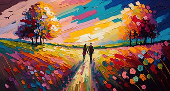 Couple in flower field