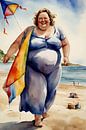 Cosy lady flying a kite by De gezellige Dames thumbnail