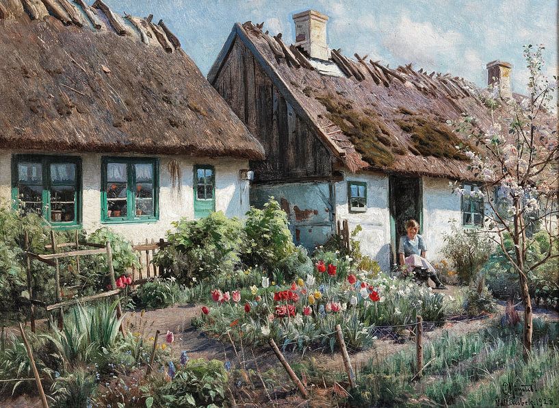 Springtime in a Rustic Garden, Peder Mørk Mønsted by Masterful Masters