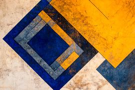 Geometric harmony in blue and yellow by Poster Art Shop
