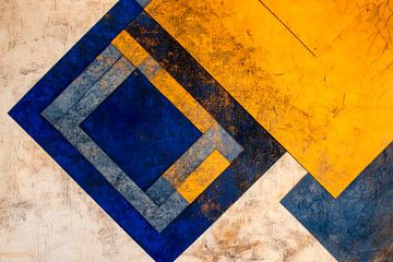 Geometric harmony in blue and yellow by Poster Art Shop