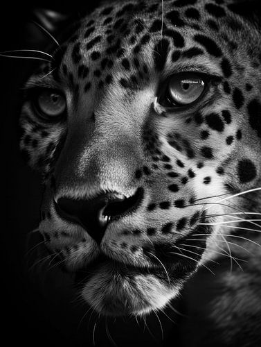 Elegant Wilderness: Leopard in Black and White Portrait
