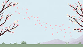 Falling Sakura Petals — Minimalist Japanese Pixel Art Background by my pixel art